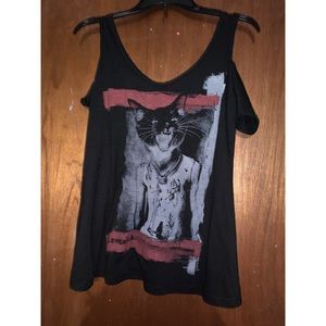 Lovesick/Hot Topic Off Shoulder Cat Tee